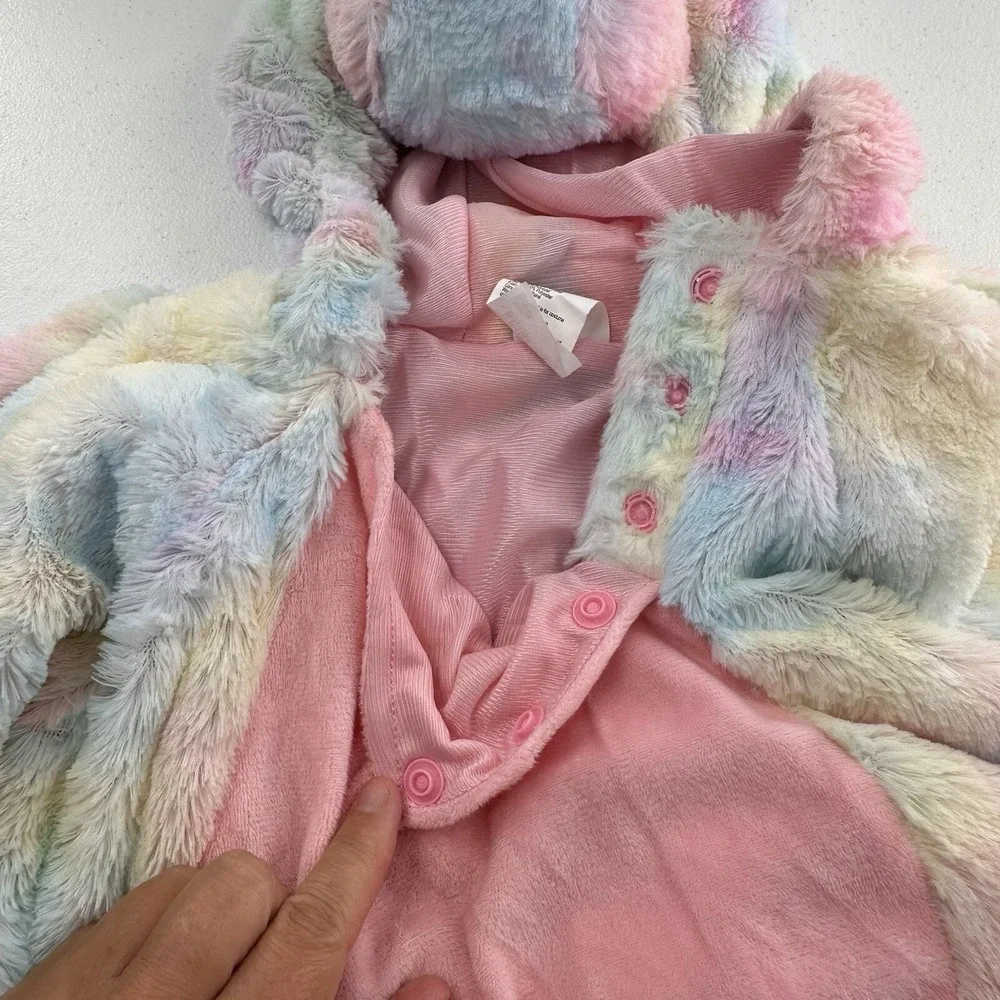 Target Unicorn‎ Halloween Bodysuit  Costume Rainbow 12-18 Months Faux Fur Baby